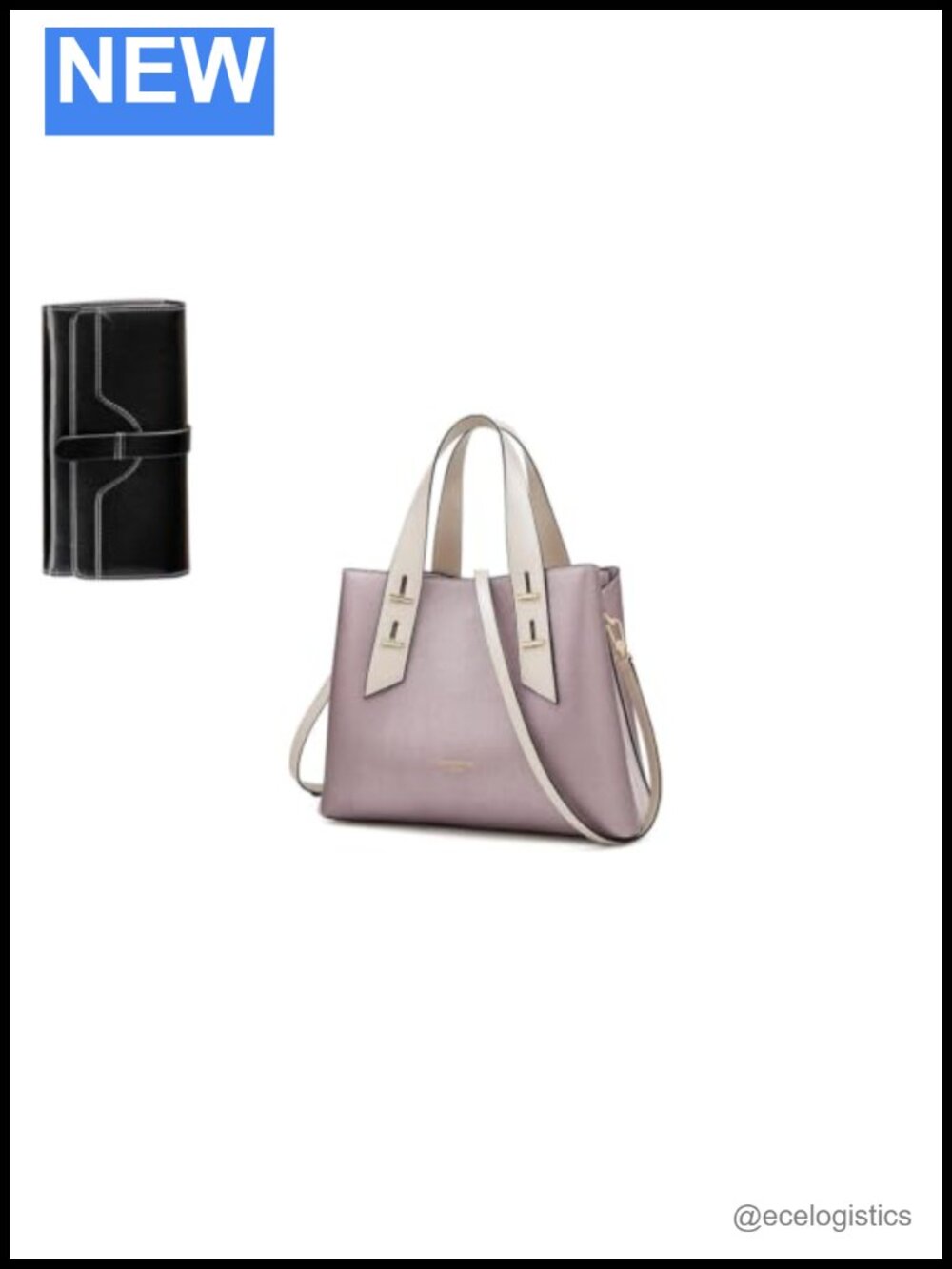 Genuine Leather Crossbody Satchel Handbag with Long Bifold Wallet